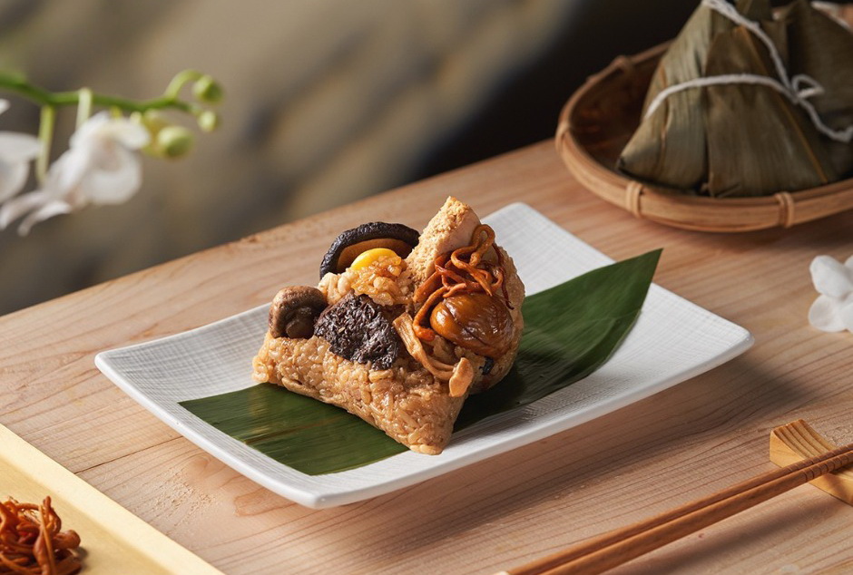 羊肚菌群菇素粽。圖片來源:圓山大飯店