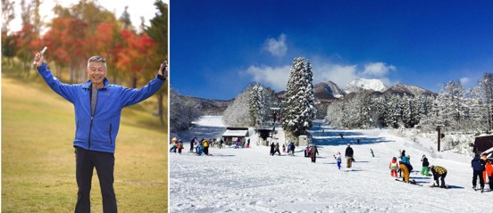 (左)台灣滑雪協會理事長鄭文豐。 (右) 日本是台灣雪友最主要的海外滑雪目的地之一。
